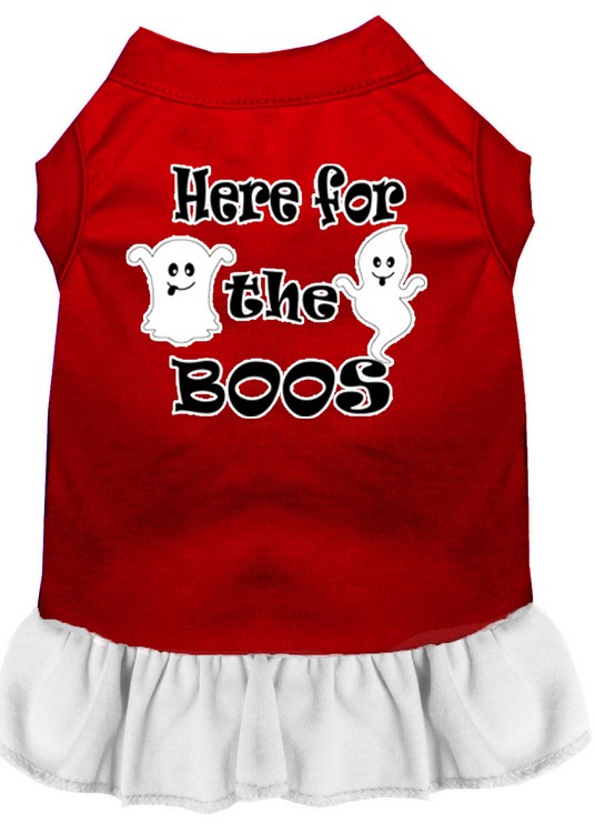 Here for the Boos Screen Print Dog Dress Red with White XXXL